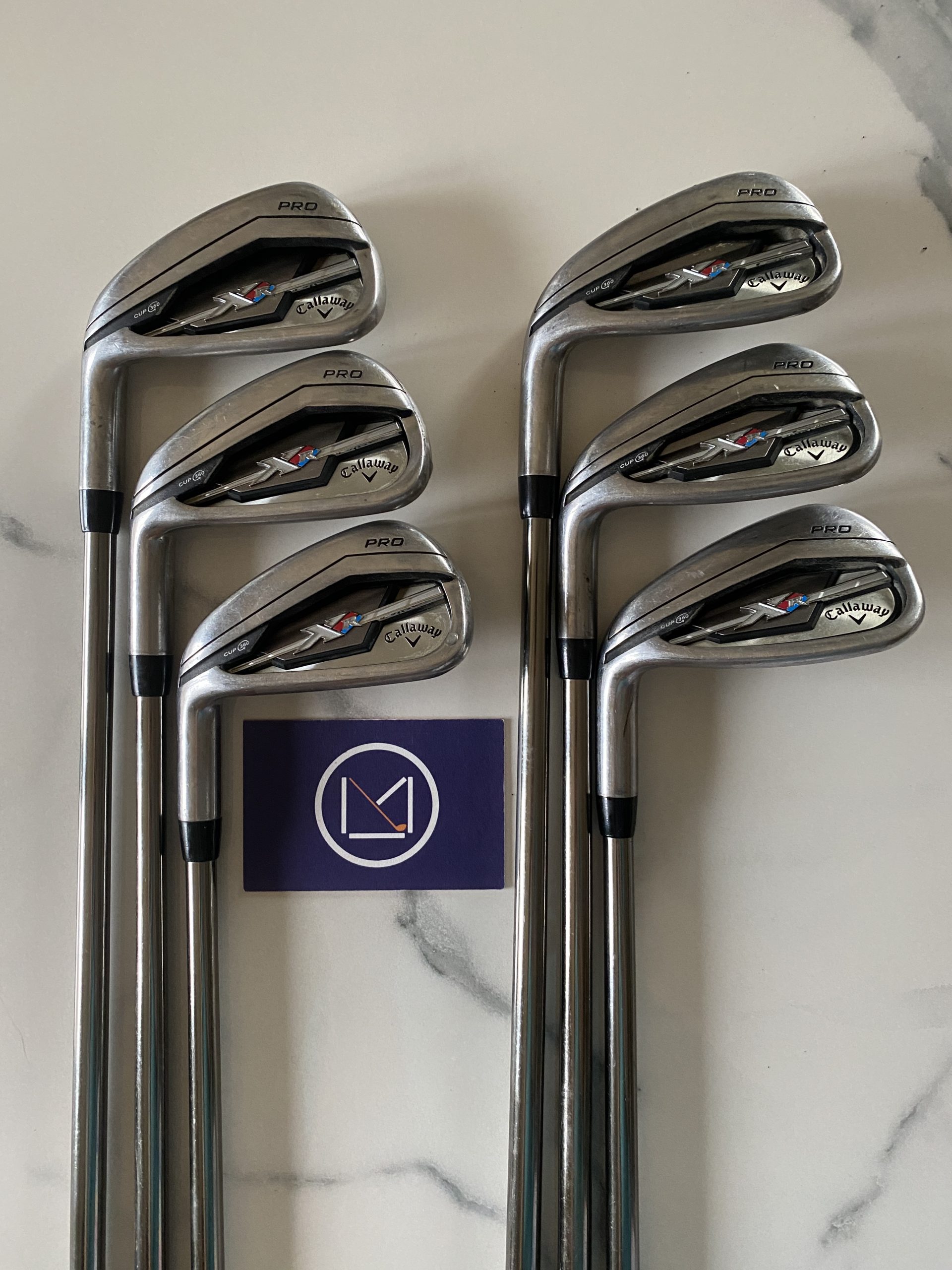 Serie de fers Gaucher Callaway XR PRO Clubs de golf : Série de fers Gaucher Callaway XR PRO 6 clubs : 5-PW Shafts Graphite UST Mamiya Recoil F3 Regular Grips Golf Pride Tour Velvet à vendre neuf et occasion,outlet, neuf, promotions et destockage, avec cover clubmaking et fitting France et Luxembourg Belgique